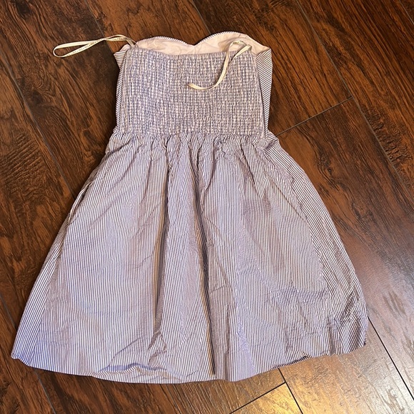 Lilly Pulitzer Henrietta Blue White Seersucker Stripe Strapless Bow Dress - Picture 6 of 12